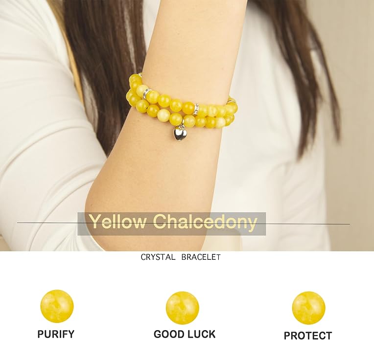 2Pcs Healing Crystal Bracelets for Women Handmade Beaded Bracelet Healing Prayers Crystal 8mm Natural Stone Beads Bracelet Stress Relief Get Well Soon Gifts