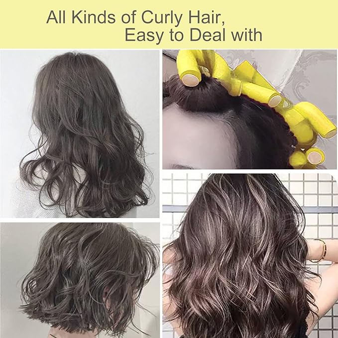 38 PCS Flexible Curling Rods, 9.45" Soft Rollers for Long Hair Curls, Heatless Overnight Bendy Flexi-Rods & 2 Steel Pintail Combs