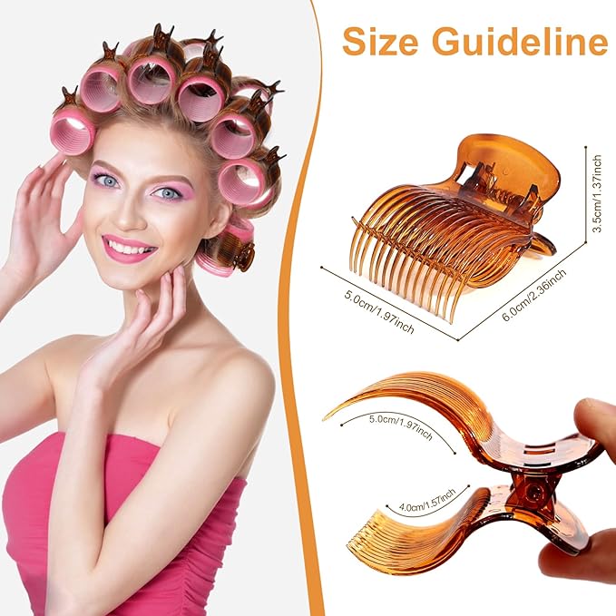 Hot Roller Clip -10PCS Hair Roller Clips - Hair Curler Claw Clip - Replacement Roller Clips for Women Girls Hair Section Styling - Brown