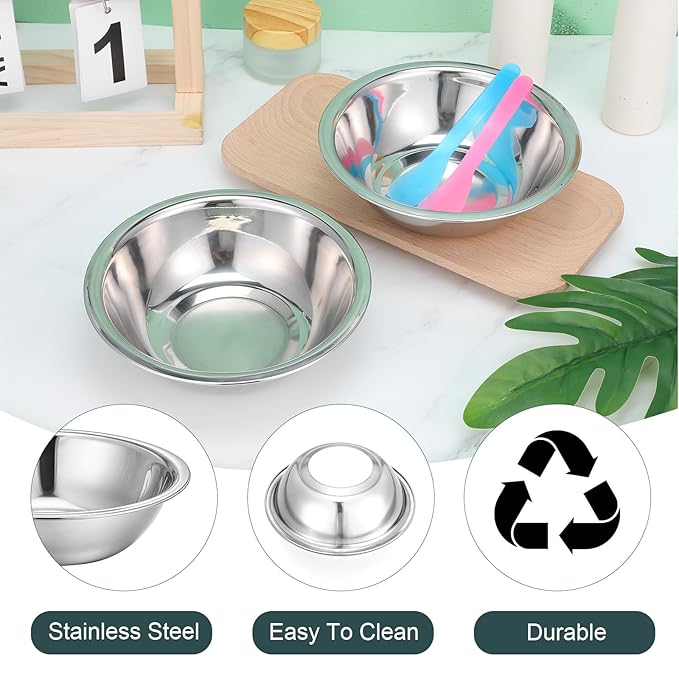 12 Pcs Stainless Steel Facial Mask Mixing Bowl Set 6.3 Inches Wide Esthetician Supplies Facemask Bowl DIY Skin Care Mixing Tool Kit for Lady Women Home Beauty Salon Use