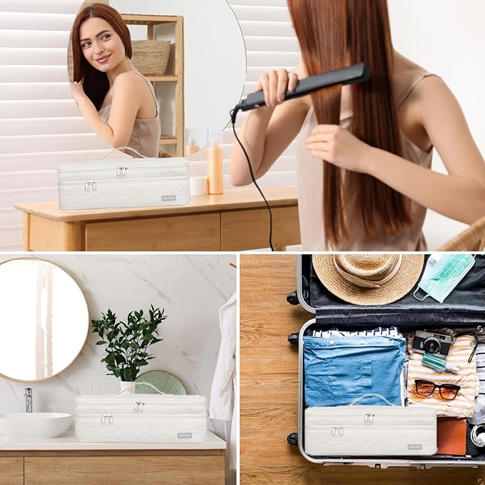 Double-Layer Travel Carrying Case Portable Storage Organizer Bag for Women, Compatible with Revlon One-Step Hair Dryer and Volumizer Hot Air Brush and Attachments Scandihome Series (Bag Only)