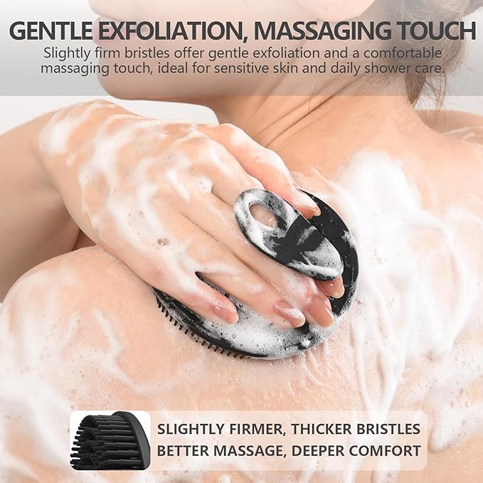 Silicone Body Scrubber 4 Pack, BEAUTAIL Shower Bath Scrubber, Gentle Exfoliating Brush for Women Men Sensitive Skin, More Hygienic Than Traditional Loofah, Long Lasting (Black+Gray+Green+Blue)