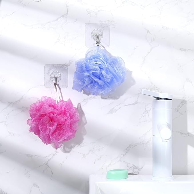 6 Pcs Travel Size Loofah Individually Wrapped, Small Shower Puff Bath Sponge Pouf Ball Bulk Mesh Bath Puff Mini Loofah Sponge with Case Bulk for Shower Care (25g,Pastel)