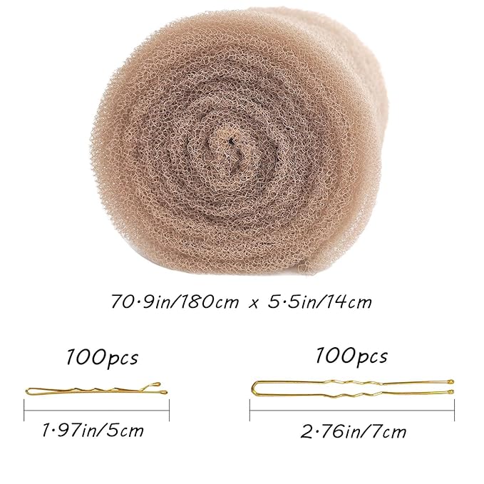 Hair Sponge for Updo Tan with 200pcs pin Hair Filler Padding for Updo (Apricot)