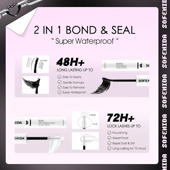 SOFENIDA Lash Clusters Kit Thick 200D Lash Extension Kit 10-18mm Volume Cluster Lashes D Curvature Cluster Eyelash Extensions DIY Lash Extension kit at Home(200D-10-18MIX Thick Kit)