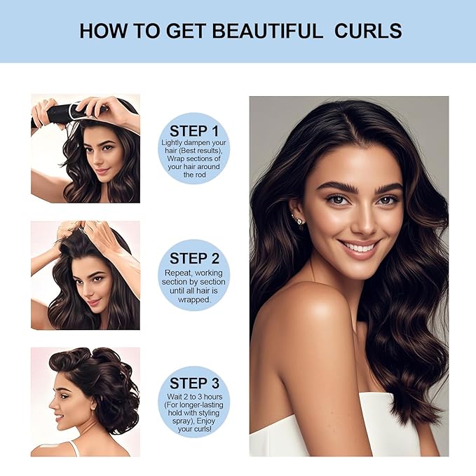 Heatless Curls Overnight Set - Jumbo Overnight Hair Curlers to Sleep In, Soft Velvet Hair Rollers for Women, No Damage Curls Styling Tools (8pcs Blue）