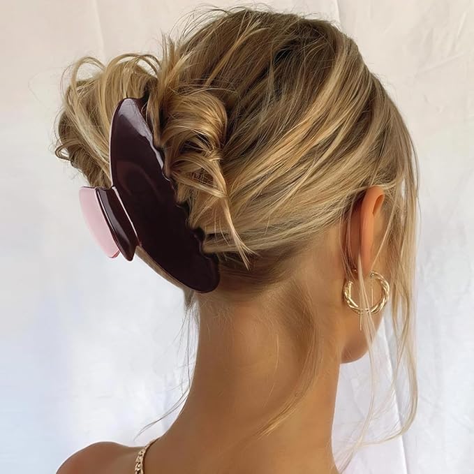 MAORULU Premium Durable Acetate Hair Claw Clips for Women Girls, 4 Inch Large Cute Jaw Clip for Thick or Thin Hair, Vintage Y2K Hair Clips, Dark Brown