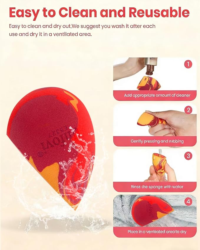 6Pcs Tri Color Makeup Sponge, Low Absorption Latex Free Soft Makeup Sponges For Foundation,Beauty Sponge(Multicolor)