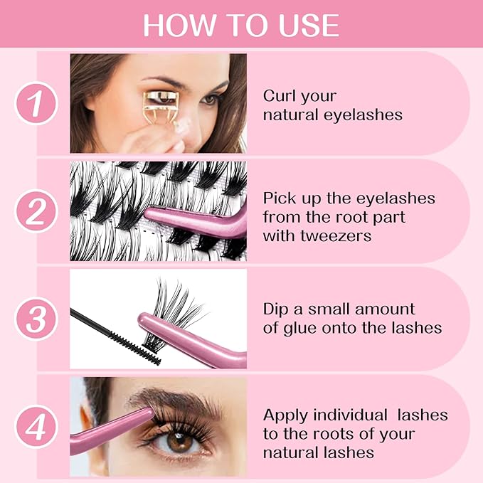 280 Pcs Individual Lashes 30+40-C-9-16mix Cluster Lashes 10D 20D C D Curl Wispy Lashes Bottom Lashes DIY Lashes At Home（30+40-C-9-16mix）
