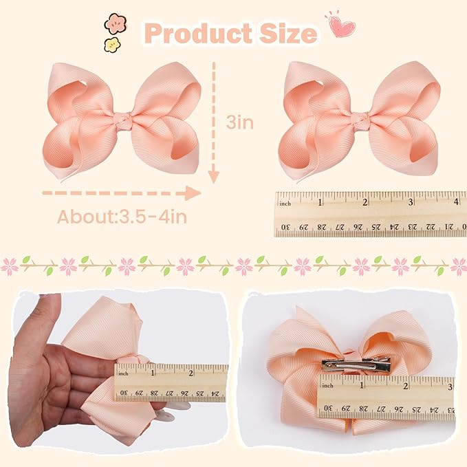 CÉLLOT 40PCS 4.5 Inch Hair Bows for Girls Grosgrain Ribbon Toddler Hair Accessories with Alligator Clips for Baby Girls Toddlers Kids in Pairs