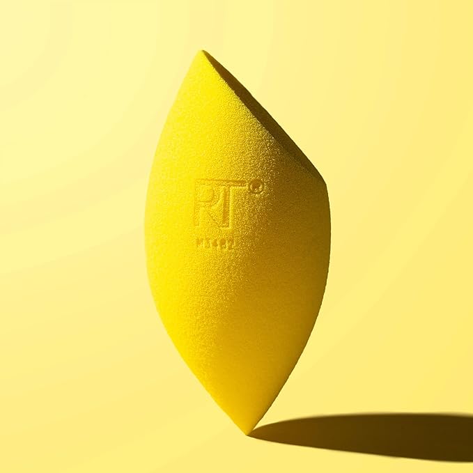 Real Techniques Miracle Concealer Sponge, Makeup Blending Sponge For Liquid & Cream Concealer, Elongated Shape For Precise Application Under Eyes & Tight Areas, Yellow, Latex-Free Foam, 1 Count