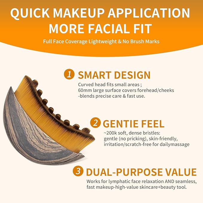 Lymphatic Contour Face Brush with Soft Bristles – Facial Sculpting Tool for Lymphatic Drainage, Dry Brushing & Gua Sha – Face Lifting, Contouring & Skin Detox Brush – 2 Pack