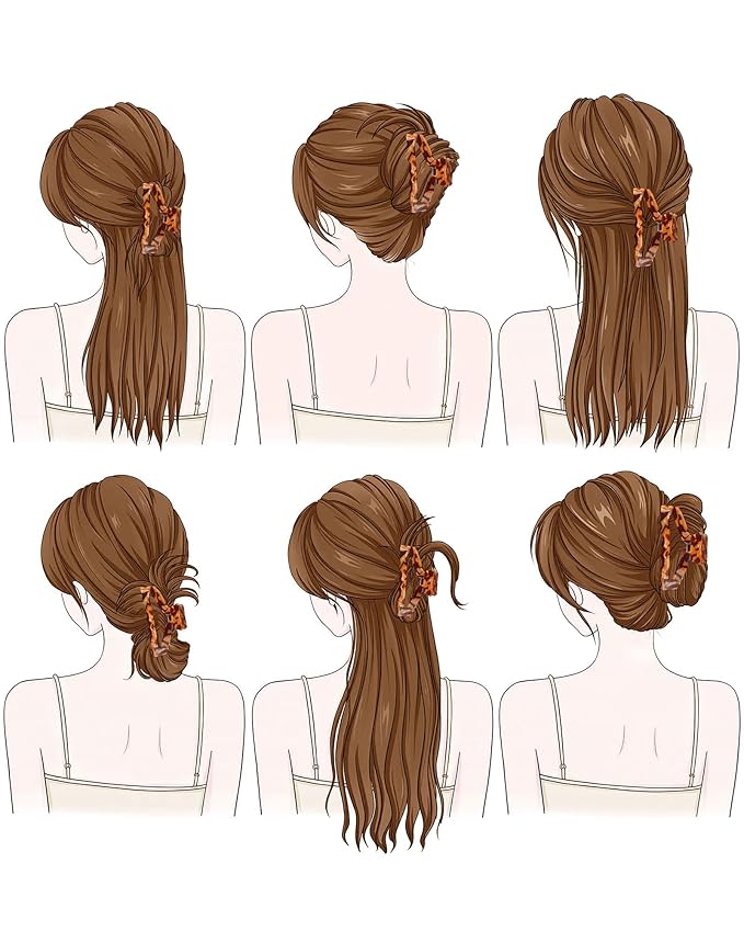 HOKEMP 4 Pcs Hair Claw Clips for Women - Medium Claw Clip Non-Slip Acrylic Hairclips for Thick Thin Hair, Triangle Hollow Design (Color 1)
