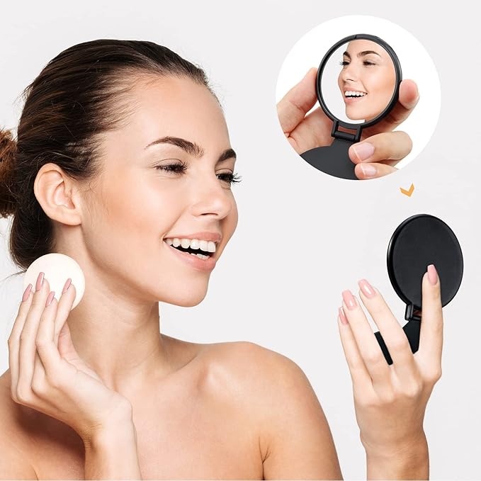 36 Pcs Compact Mirror Bulk Portable Round Makeup Mirror Mini Foldable for Purse Women Travel Daily Use Mother‘s Day Gifts (Black)
