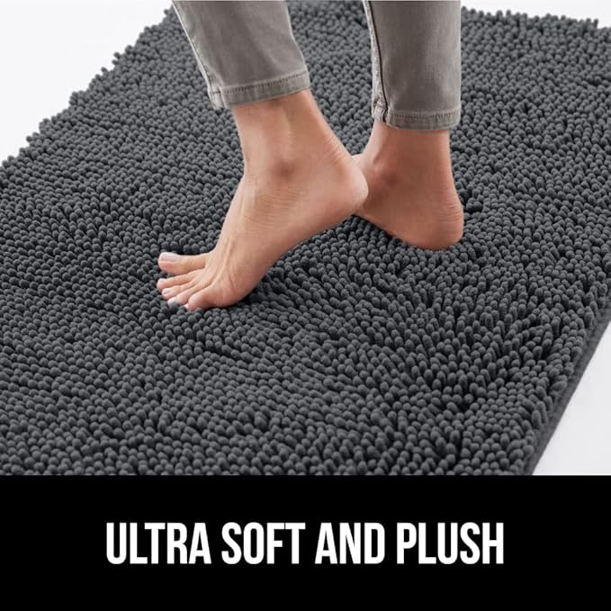 GORILLA GRIP SoakSTOPPER Dog Door Mat, 36x24 Machine Washable Rug Absorbent Doormat Captures Moisture Mud Dirt, Quick Dry Soft Chenille Entryway Rugs Indoor Entrance Mats for Dog Paws, Charcoal