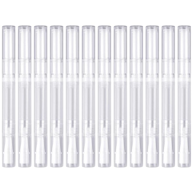 12 Pack 3 Ml Transparent Twist Pens Empty Nail Oil Pen Brush, Cuticle Oil Pen Cosmetic Lip Gloss Container Applicators
