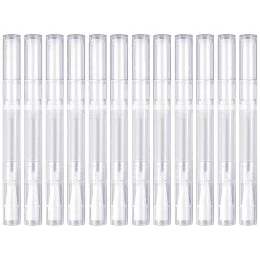 12 Pack 3 Ml Transparent Twist Pens Empty Nail Oil Pen Brush, Cuticle Oil Pen Cosmetic Lip Gloss Container Applicators