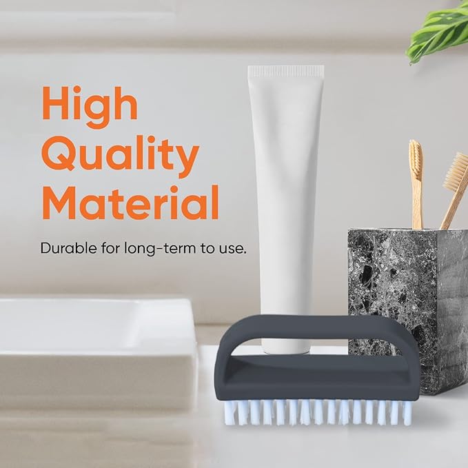Superio Stiff Nail Brush for Cleaning Fingernails Small Scrub Brush with Handle, Cleaning Brushes for Hands, Toes, and Nails (Black, 6 Pack)