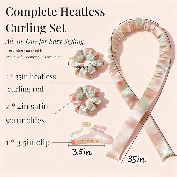 Heatless Curls Overnight, Heatless Hair Curler for Sleep in Waves, No Heat Curling Rod Headband Overnight Set, Soft Damage-Free, Comfortable Sleep in, for Long or Short Hair