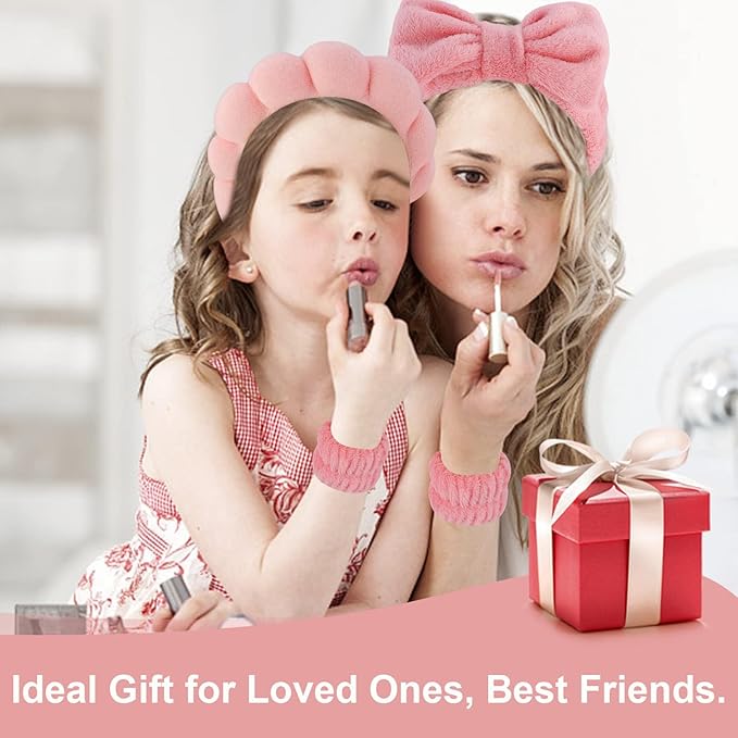 Canitor Spa Headband Wrist Bands Set with Hair Clips Skincare for Washing Face Skin Care Puffy Makeup Headband Preppy Teen Girl Gifts Cute Trendy Stuff Hair Accessories for Women