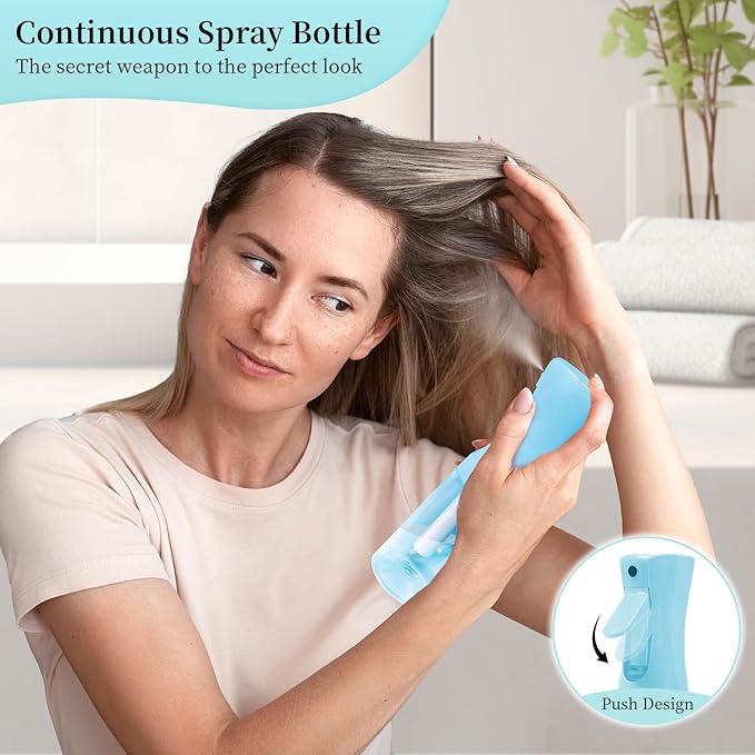 Heatless Hair Curler and Curling Scrunchie Set, Heatless Curls Overnight, Heatless Curling Rod With Spray Bottle, Overnight Blowout Rods, No Smell, No Heat Wave Curlers for All Hair Types (Blue)