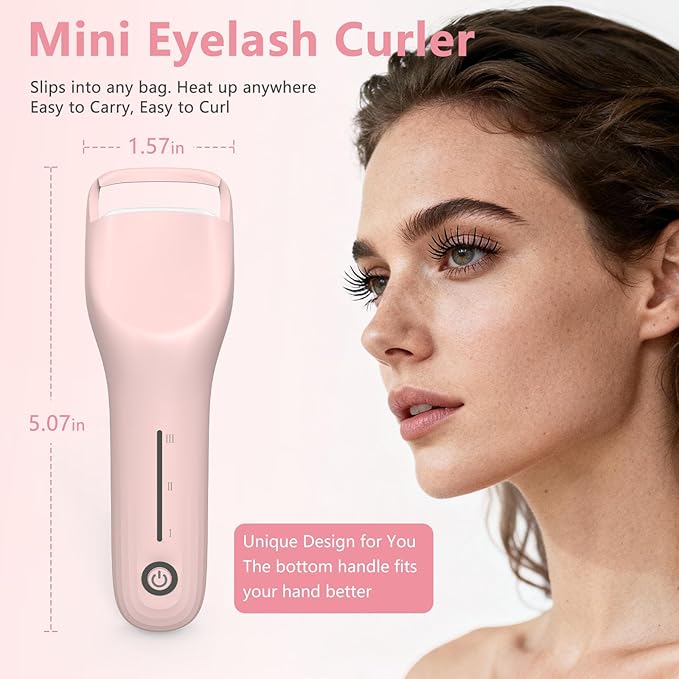 KOKABI Heated Eyelash Curler for Women, Mini Electric Lash Curler with 10S Heat 3S Style 24H Lift for Long, 3 Adjustable Temp & USB-C Rechargeable, Ergonomic Design, Travel-Friendly Makeup Tool Gift
