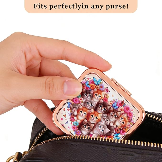 Compact Mirror for Travel, Double Sided 1x/2x Magnifying Portable Pocket Handbag Handheld Foldable Cosmetic Mirror for Women, 2 Pcs，Small Compact Mirror for Purse and Pink Folding Comb