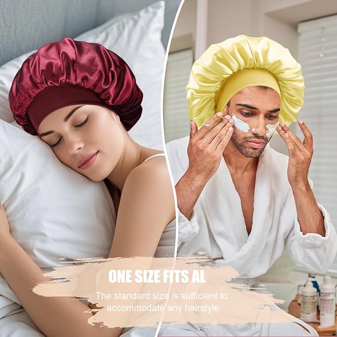 Doitory Satin Silk Bonnet for Sleeping, Soft Satin Lined Hair Bonnet for Women, Double Layer Sleep Nightcap