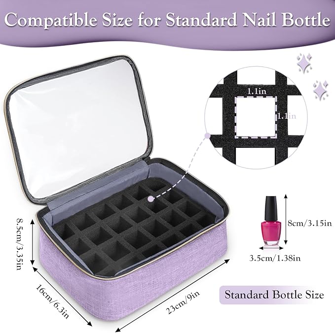 YOREPEK Nail Polish Organizer Holds Up to 72 Bottles (15ml - 0.5 fl.oz) and Nail Lamp, Nail Polish Storage with 3 Removable Pouches & Multiple Storage Sections for Manicure Set, Gift for Manicurist