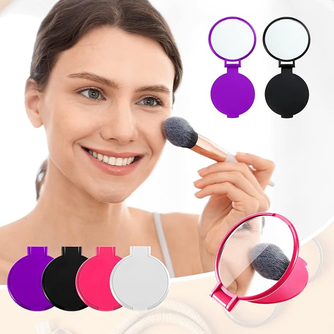 36 Pcs Compact Mirror Bulk Portable Round Makeup Mirror Mini Foldable for Purse Women Travel Daily Use Mother‘s Day Gifts (Pink,Purple,Black,White)