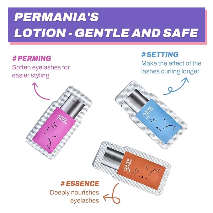 PERMANIA Eyelash Lift Kit, 15 Pcs Separate Steps Lotion for Salon or at Home for Lash Perm & Brow Lamination (without tools)