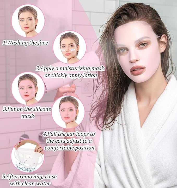 3Pcs Silicone Facemask Holder Reusable, Silicone Face Mask Holder Firming Facemask Holders for Sheet Masks, Wet Locking Avoid Evaporation Skincare Beauty Tool Pink Gold White