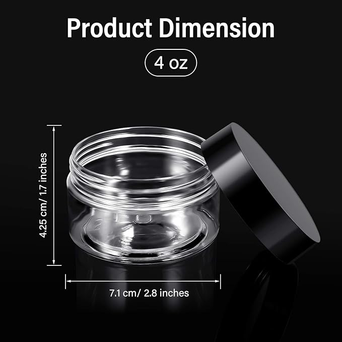 SATINIOR 6 Pack 3 oz Plastic Jars Containers with Lids Wide-mouth Refillable Leakproof Reusable Round Empty Jars for Travel Cosmetic Dry Food SpiceCandy Cookie Home Kitchen Organizing(Black)