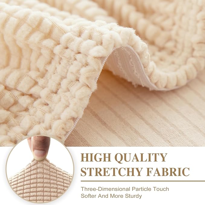 Couch Cushion Cover Loveseat Cover or 2 Seat Sofa Cover Washable Stretch Sectional Sofa Slipcover(1 Piece for Loveseat or Sofa 2-Seater, Natural)