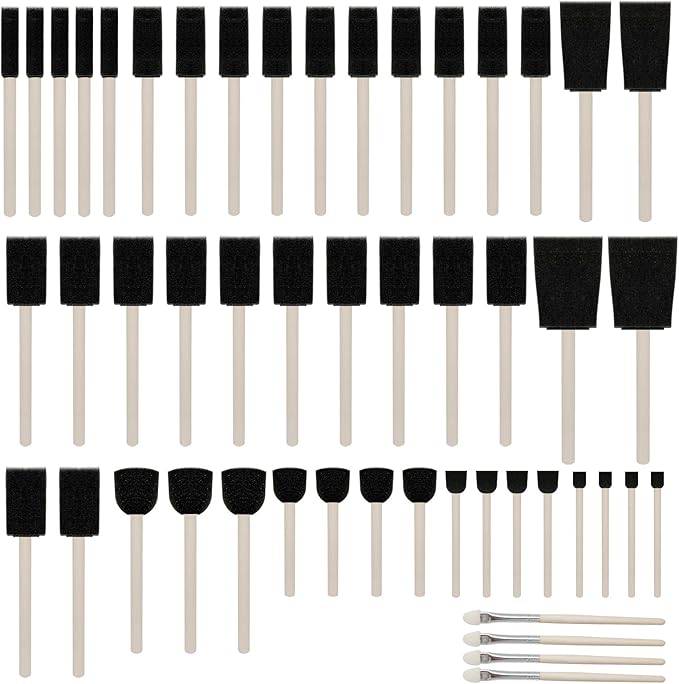 50pcs Round Stencil Brush and Small Foam Brush Set with High Density Foam for Small Crafting(5/16", 1/2", 3/4", 1", 1-1/2", 2")