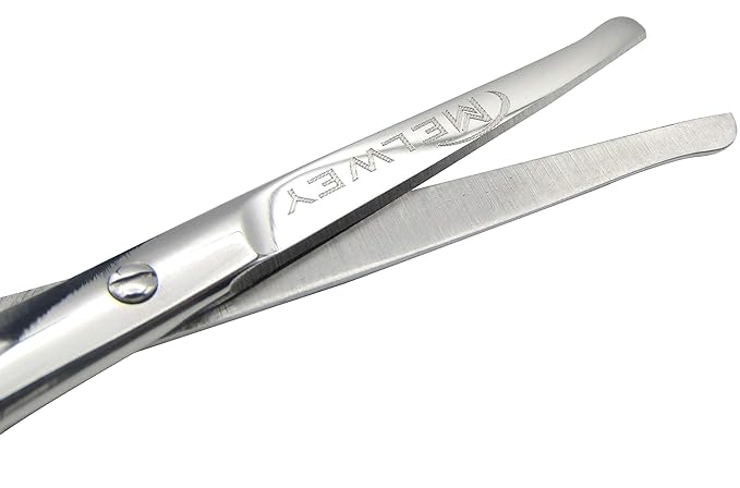 Rounded Stainless Steel Small Facial Hair Scissors, 3.7 Inches - Rounded Tip Scissors for Nose Hair, Mustache, Beard, Eyebrows, Eyelashes & Baby Nails