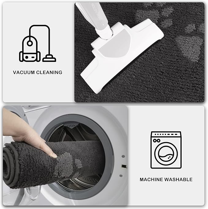 PURRUGS Dirt Trapping Door Mat 34" x 59", Non-Skid/Slip Machine Washable Microfiber Entrance Rug, Shoes Scraper, Dog Doormat, Super Absorbent Floor Mat for Muddy Wet Shoes and Paws, Charcoal