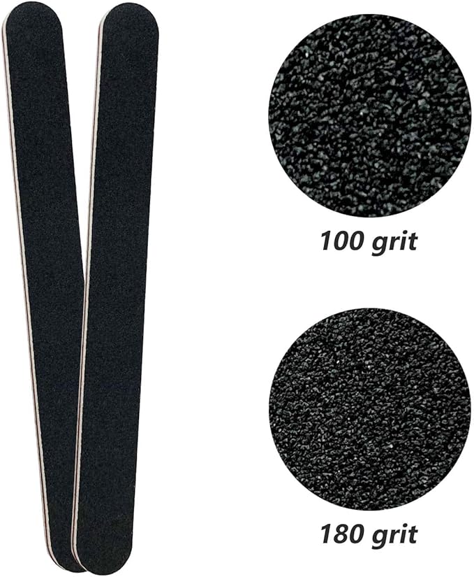 60 Pack Nail Files, Black 100/180 Grit Double Sides Emery Boards Nail File, Reusable Professional Manicure Tool for Home and Salon
