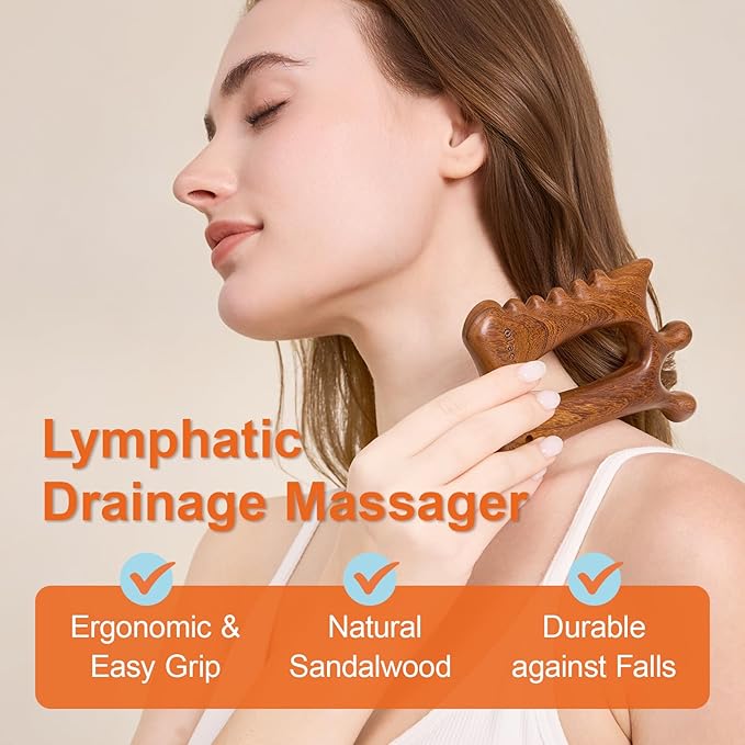 Olaemuo Wooden Gua Sha Tool for Face&Body - 6 in 1 Facial Massager for Lymphatic Drainage - Guasha Body Sculpting Tools Therapy Massage Tool for Cellulite,Jaw Lifting,Muscle Relief - Skin Care Gifts