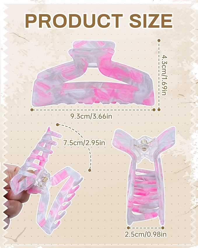 HOKEMP 4 Pcs Hair Claw Clips for Women - Medium Claw Clip Non-Slip Acrylic Hairclips for Thick Thin Hair, Triangle Hollow Design (Color 5)