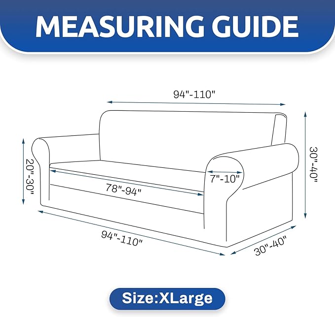KEKUOU Stretch Oversized Sofa Slipcover 1 Piece Couch Sofa Cover (94"-110") Furniture Protector 4 Seater Sofa with Elastic Bottom for Kids,Pet.Jacquard Checked Pattern Fabric(X Large,Camel)