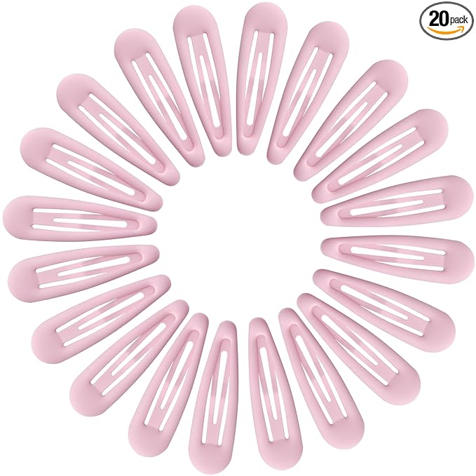 Small Hair Barrettes For Women No Slip Metal Snap Clips For Thin And Fine Hair,Matte Light Pink,20 PCS,1.97 x 0.5 Inch.