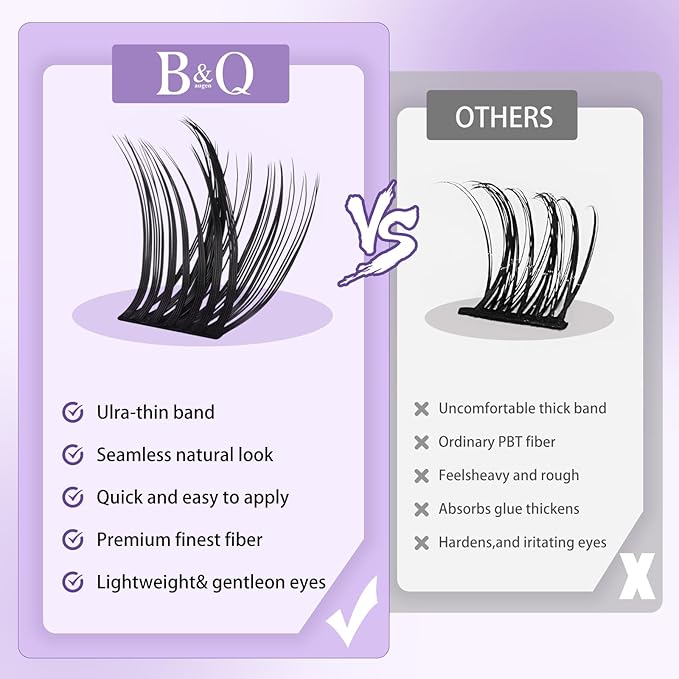 B&Q Wispy Lash Clusters Full B31,Eyelash Clusters 156PCS Comfortable band Cluster Eyelash Extensions,8-18mm Volume Individual Lashes Lightweight D Curl Lash Clusters Soft Eyelashes Natural Look(B31)