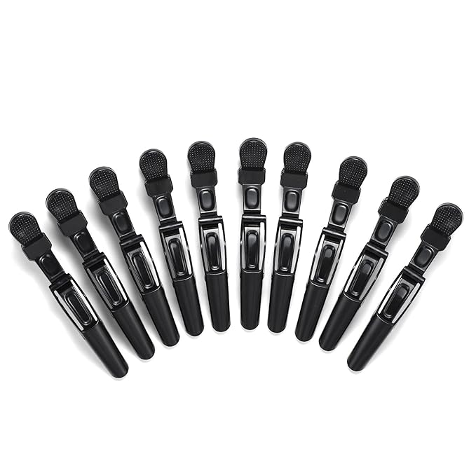 10pcs/set Multicolor Croc Clips Transparent Plastic Hairdresser Clip Hair Styling Sectioning Barrettes Professional Non Slip Alligator Clip Salon DIY Accessories Hairpins (10pcs-Black-1)