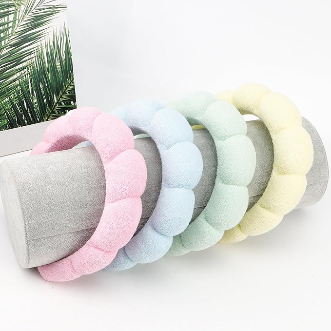 Canitor 4 PCS Spa Headband for Washing Face, Facial Skincare, Terry Cloth Sponge Makeup, Puffy Face Wash for Mask Skin Treatment - Teen Girl Trendy Stuff Christmas Gifts