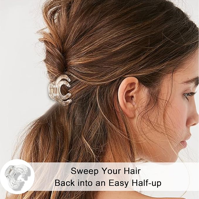 MAORULU Hair Clips for Women Girls Kids, 1.5 Inch Mini Hair Jaw Clips, Tiny Hair Claw Clips for Thin/Medium Thick Hair, Octopus Clip with Gift Box (Black & Clear, 10 Pack)
