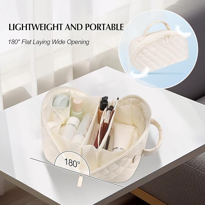 Makeup Bag, Quilted Makeup Bag, Puffy Travel Make up Bags, Cosmetic Organizer Bag, Waterproof Toiletry Bag for Women