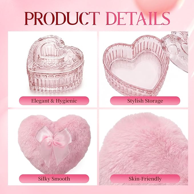 Body Powder Puff and Container Powder Container with Puff Crystal Case Soft Washable Reusable Velour Face Body Wet Dry Makeup