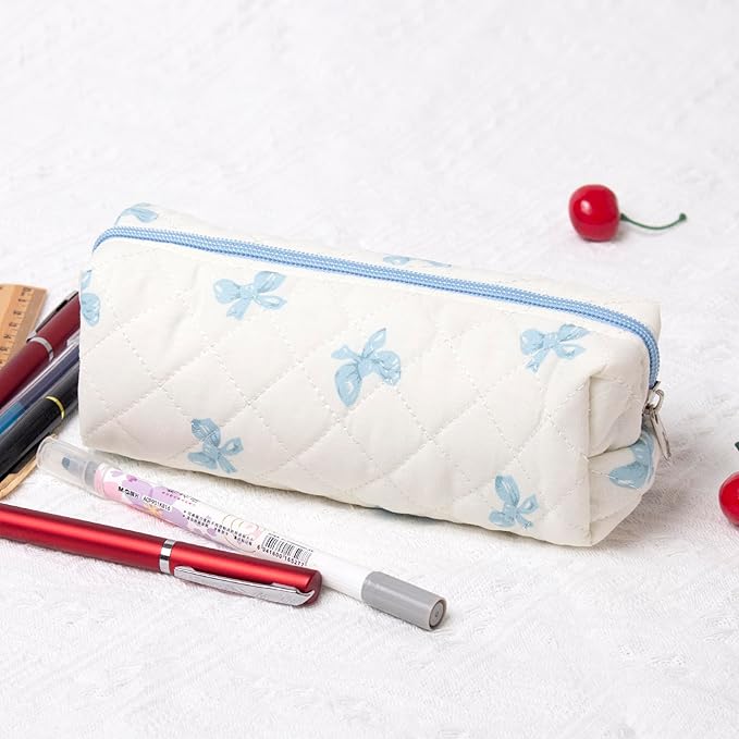 Pencil Case Pen Case Office College School Storage Bag Pouch Holder Box Organizer Makeup Pouch Cosmetic Bag Aesthetic Cute Pencil Case for Girls Boys Kids (W)