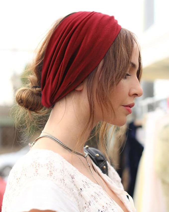 Extra Wide Headbands for Women Large Turban Headband Non Slip Boho Elastic Hairband Hair Twisted Knot Head Bands Accessories